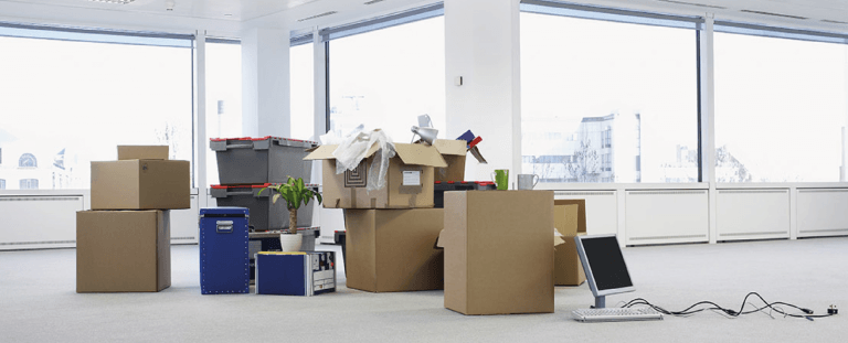 boxes in an office